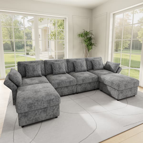 SONNENH Hjørnesofa, Chenille, Grå, 284 × 156,5 × 86 cm