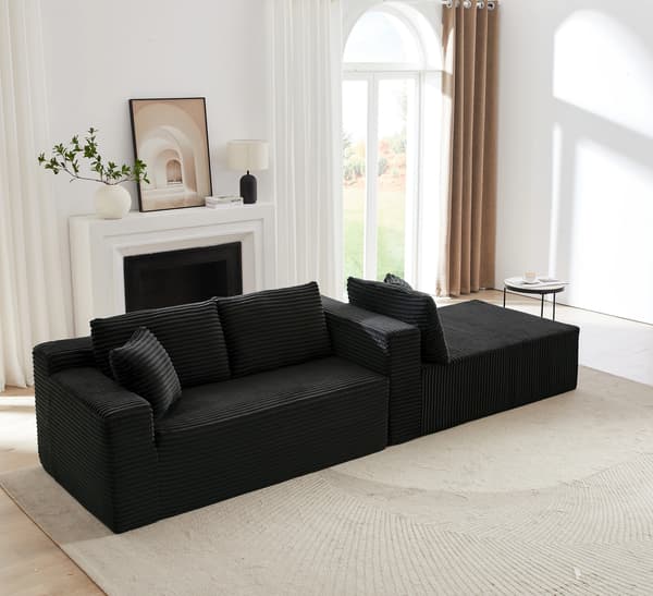 SONNENH Modulær sektionel sofa, L-formet sofa med 3 sæder, modulær sofa, memory skum sektionel sofa til stuen, cloud sofa med stor chaiselong