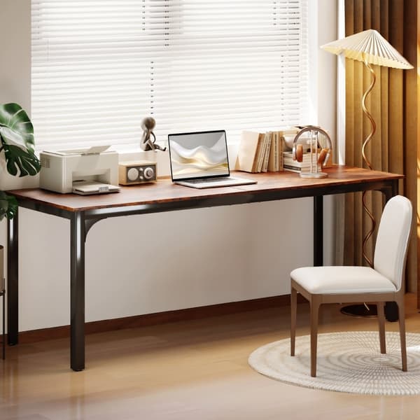 SONNENH Skrivebord, Computer Desk, Rustik Design, Masser af plads, Chipboard, Brown
