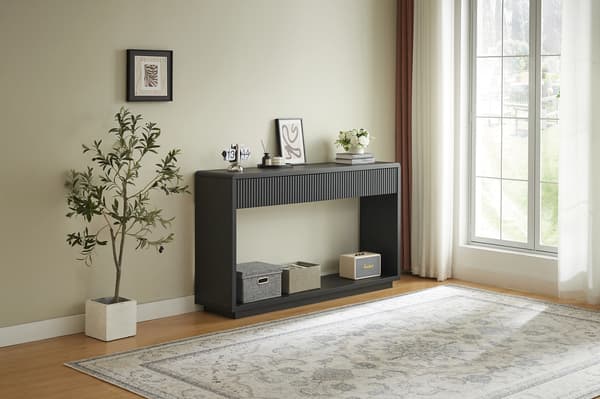 SONNENH Konsolbord, Spånplade, Sort, 150 × 35 × 85 cm