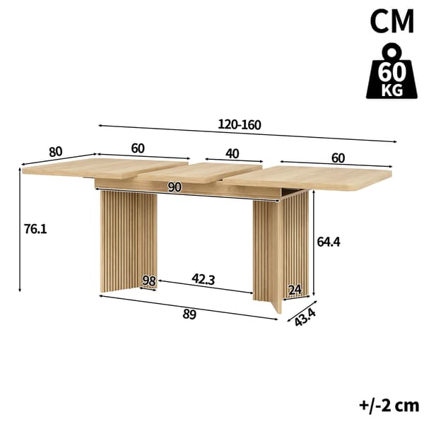 SONNENH Matbord, MDF, Träfärgad, 120 × 80 × 76,1 cm