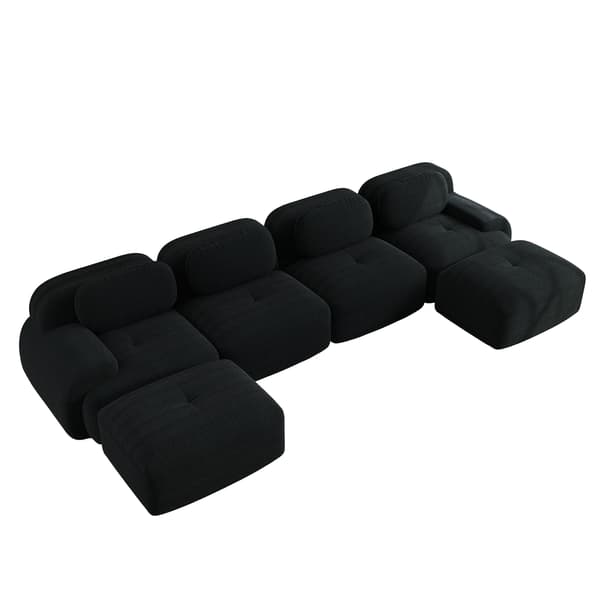 SONNENH Modulær U-sofa uden samling, rammefri sofa, åndbart kordfløjsstof, 32D høj-elastisk polstring, ekstra brede armlæn
