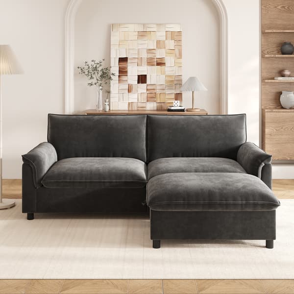 SONNENH Modular Cloud Sectional Sofa, bekväm hörn soffa för vardagsrummet, modern djupsits design, överdimensionerad moln soffa