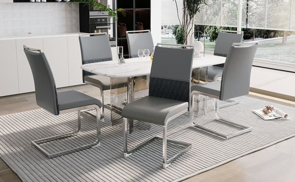 SONNENH Spisestuestol – sæt med 4, Metal, Grå, 42 × 48 × 95 cm