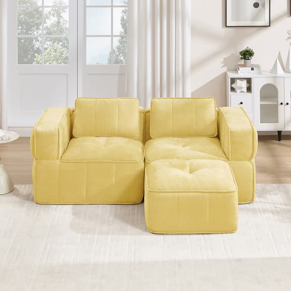 SONNENH 2-sitssoffa, Polyester, Gul, 198 × 162 × 67 cm