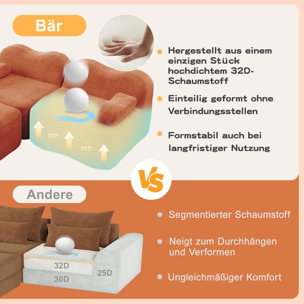 SONNENH Ottoman Fløjl-Orange