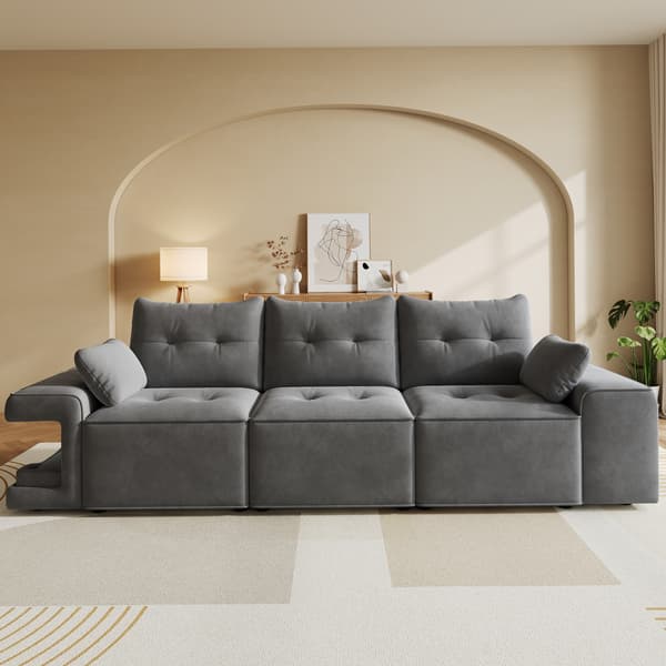 SONNENH Moderne modulær 3- sædersofa med brede armlæn, cloud sofa, integreret opbevaring, polstret kæledyr område