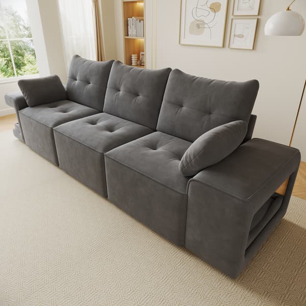 SONNENH Moderne modulær 3- sædersofa med brede armlæn, cloud sofa, integreret opbevaring, polstret kæledyr område