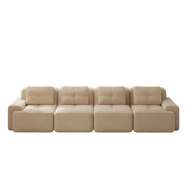 SONNENH Boneless Sofas för vardagsrum, Modular Sofa, 4 Seater Comfortable Upholstered Deep Seat Corduroy Cloud Sofa, Montering Gratis Soffa