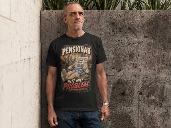 Pensionär T-shirt Herr – Inte Mitt Problem – Rolig Pension Present – Svart