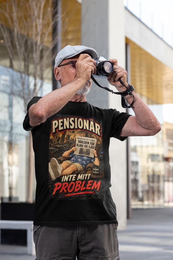 Pensionär T-shirt Herr – Inte Mitt Problem – Rolig Pension Present – Svart