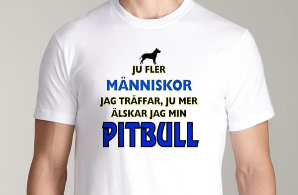 Vit T-shirt  - Pitbull hund tröja