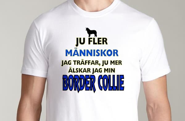 Vit T-shirt  - Border collie hund tröja