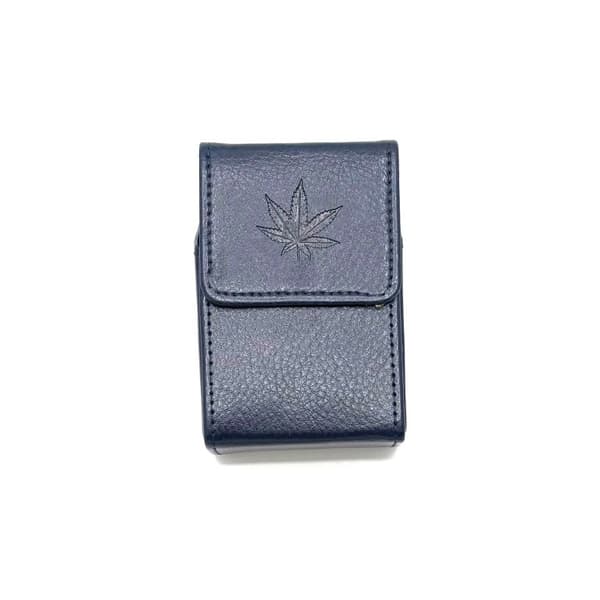 Belt Cigarette case - blå präglat löv