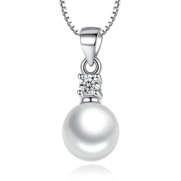 Silverfärgat halsband med imitations pärla