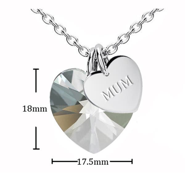 Vackert halsband - silver strass hjärta "mum"