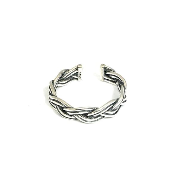 Ægte sølvring, S925, Fletning