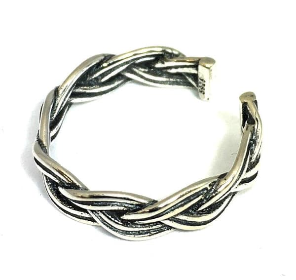 Äkta silverring, S925, Fläta