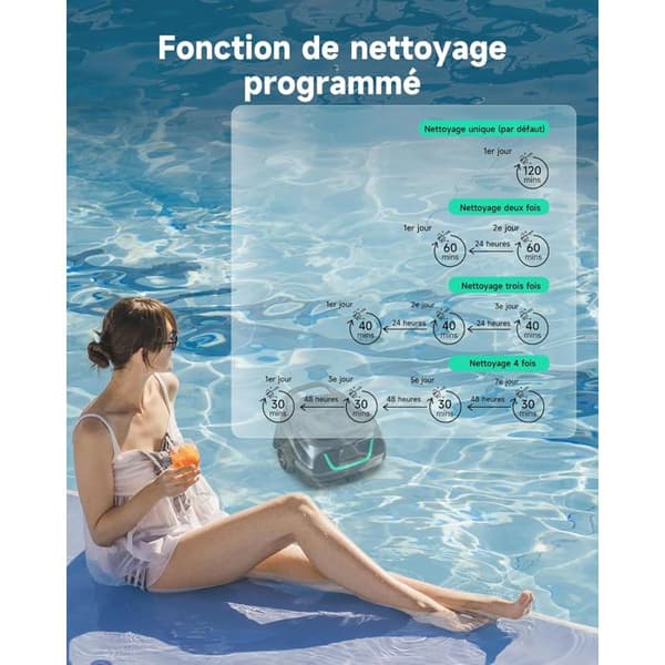Trådlös poolrobot Wybot A1 - Bottenrengöring, Lång batteritid