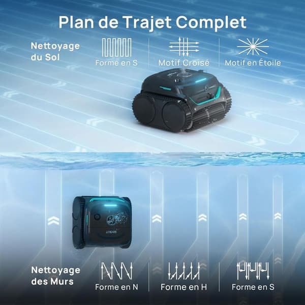 WYBOT C2 Vision - Trådløs Poolrobot med Smart Vision, Intelligent Navigation, 8 Rengøringsmetoder, lang batterilevetid...
