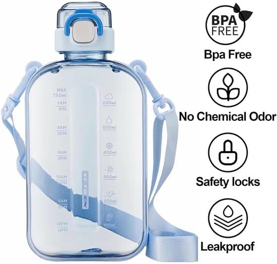 Platt vattenflaska -750 ml -Blå