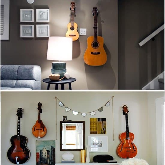 2-delat gitarrställ - gitarr - gitarrhängare - Gitarrväggfäste - Väggfäste - Gitarrväggfäste – Väggfäste - Svart