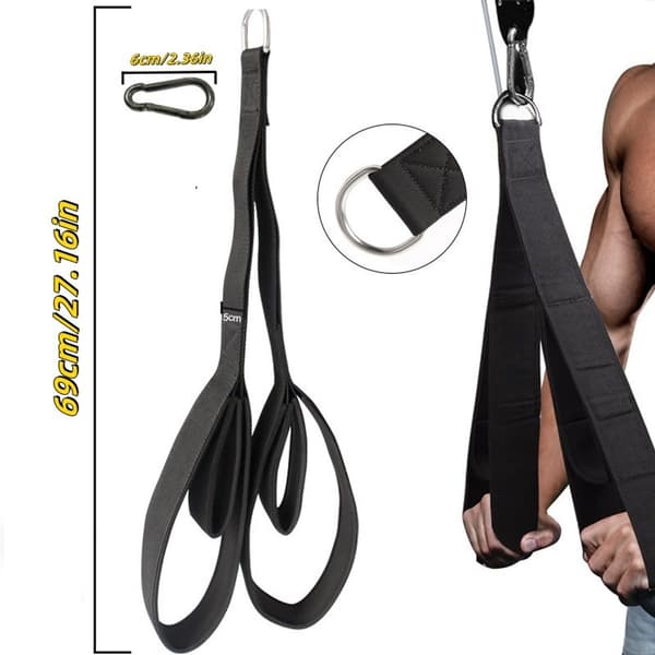 Triceps træner, et kabel inkluderer to længder - 69 cm - sort