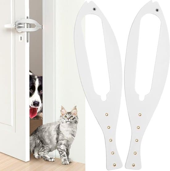 2-pack låsbara kattdörrstoppar - Svart/Vit