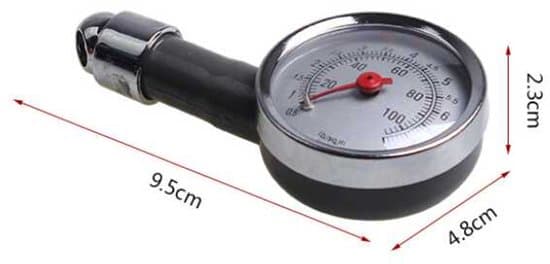 Dæktryksmåler - 4,8 cm urskive - til biler og lastbiler