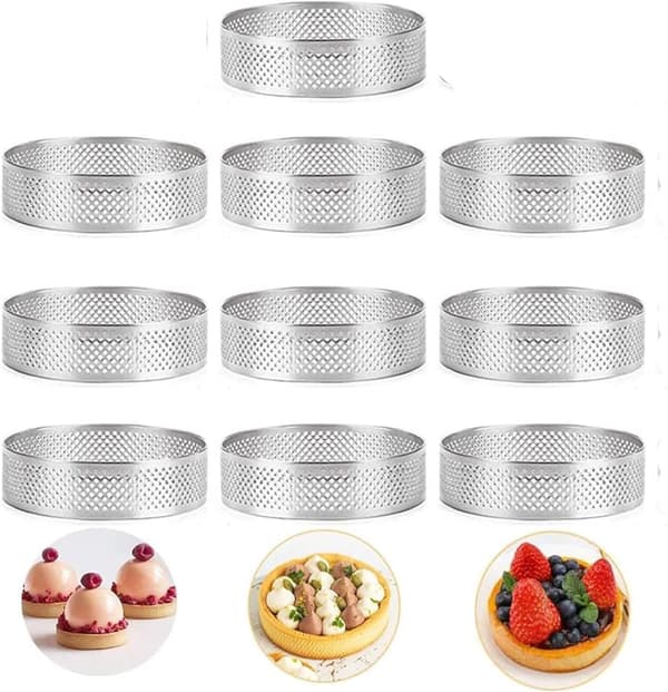 Runde kageringe - køkkenbageforme - 10 stk. - rustfrit stål - 10 cm