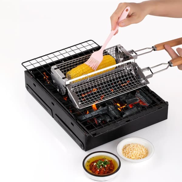 Udendørs BBQ-kurv, BBQ-netrør i rustfrit stål - Mellem størrelse