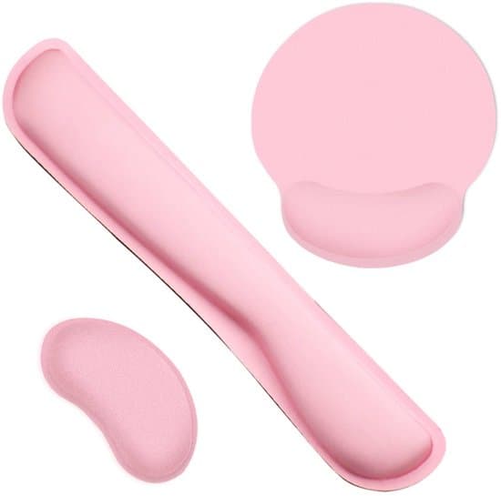 3-pack uppgraderade breddade handledsstöd för tangentbord, gel, rosa