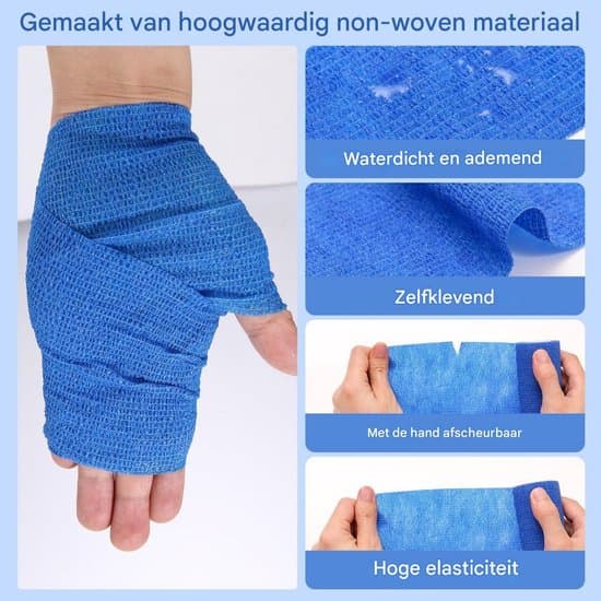 10 cm * 4,5 m - 12 rullar elastisk binda - fixerad binda - självhäftande binda för handled och fot - elastisk sportbinda av non-woven