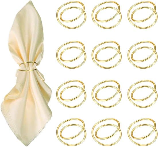 12-pack guld servettringar för vardagsrum och bröllopsbord
