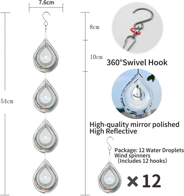 Fugleskræmmer Disk Sæt Meget Reflekterende Dobbeltsidet Reflektor Metallisk Spinner