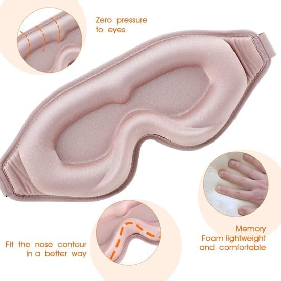 3D silke sovemaske med memoryskum - pink
