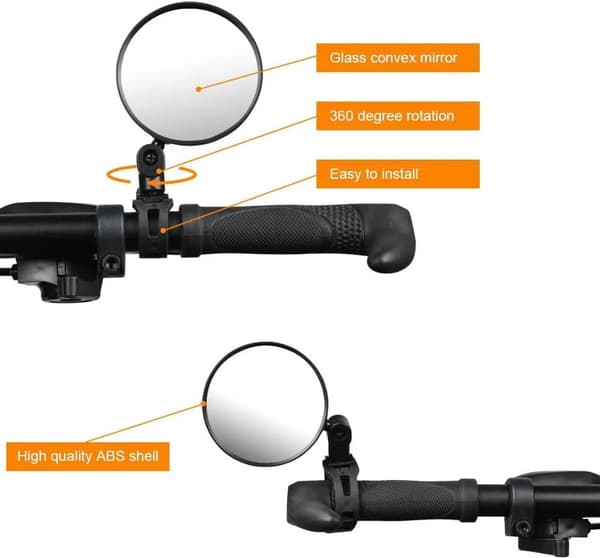 Cykelbackspeglar, 2-pack, 360° roterande, styrändsspeglar, 8cm