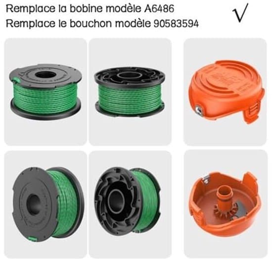 Trådspoler til Black & Decker GL7033 GL8033 GL9035 - 4 stk. + spolehætte