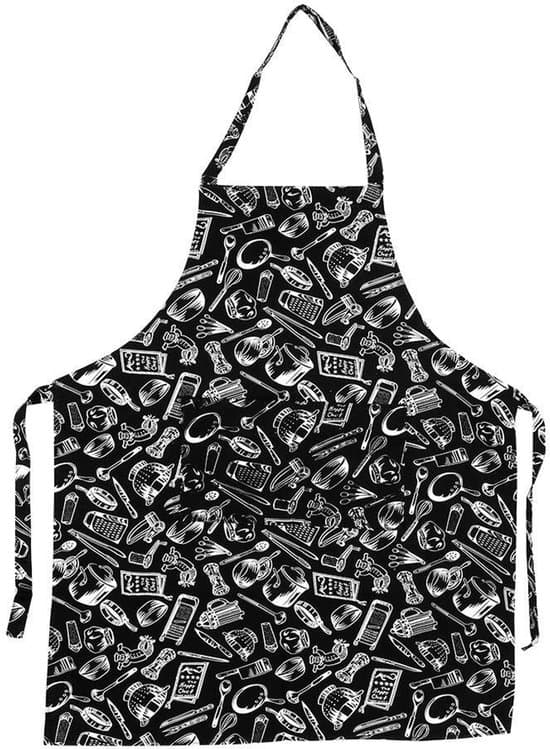 - Justerbart förkläde - Polyester - 2 fickor - 56 cm bredd - 80 cm längd - 5 mönster - Lättvikt - Köksförkläde