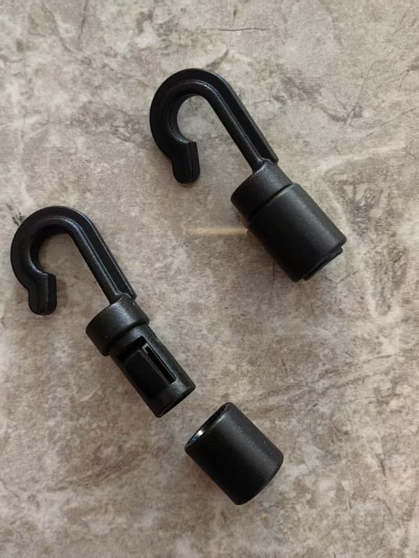 16 elastiska snörändtillbehör, svarta elastiska snörkrokar i plast
