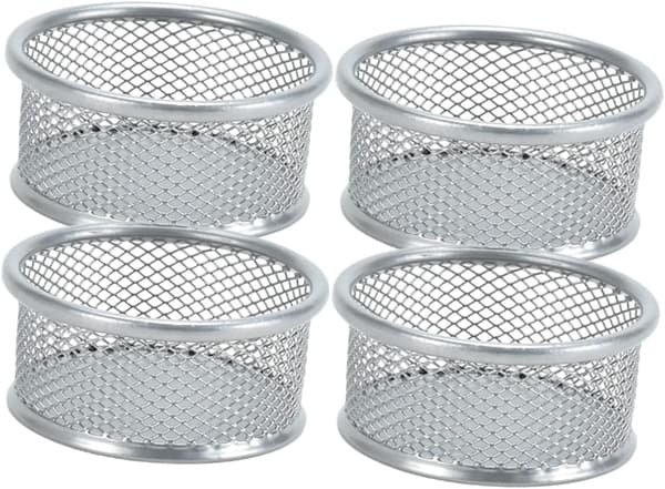 Papirclips-organizer - Skrivebords-organizer - 4-pak - Sølv