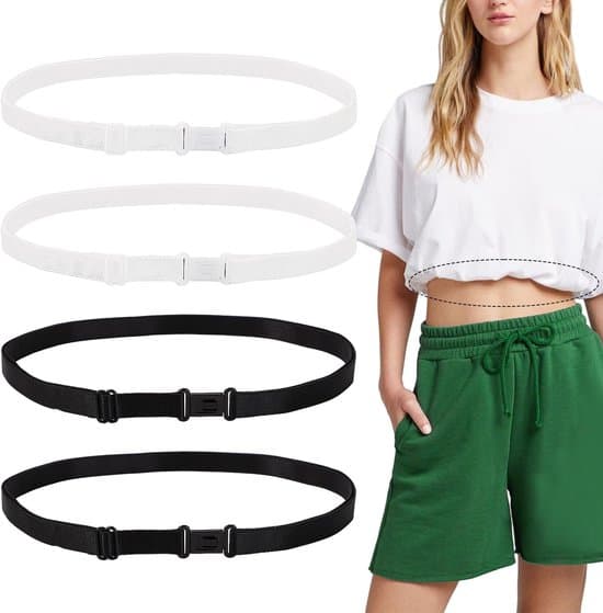 4-delt justerbart sæt til cropped skjorte med snøre, elastisk talje til kvinders toppe.