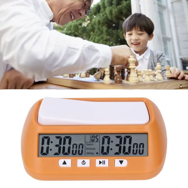 Digital skakur, skakur, digital timer, bærbar timer, professionel spiltimer, gul