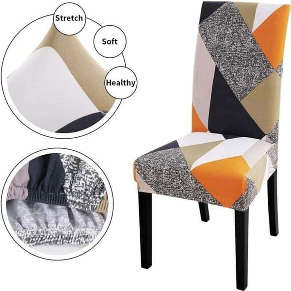 Tvättbara stolsöverdrag med tryck (gul, 4-pack)