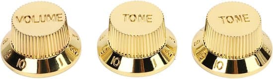 Volymratt för elbas, Potentiometerratt, Gitarrratt, 3-pack plast 2T1V-rattar, Tonkontroll (Guld)