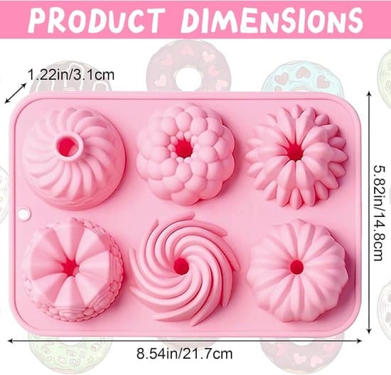 2x Mini Silikone Bageforme til Turbaner, Donuts og Muffins
