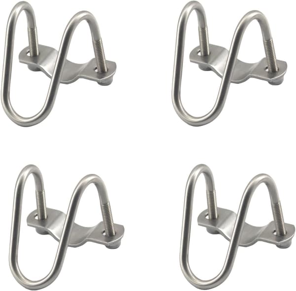 Fire rustfri stålslangeklemmer, M6 x 32 x 32 mm.