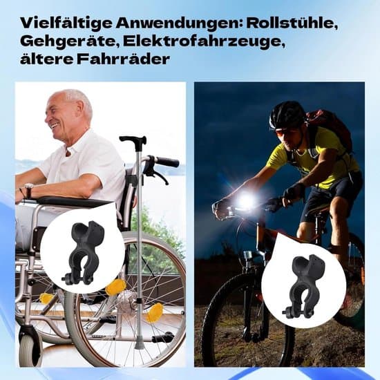 Stokholder - Tilbehør til stokke - 360° roterende - 4-delt sæt - Sort