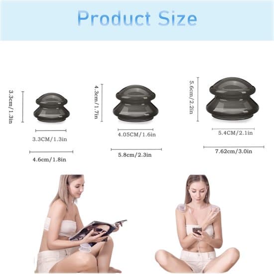 Cupping Terapi Sæt med 3 Anti-Cellulite Silikone Massagekopper til Muskel- og Ledsmertelindring.