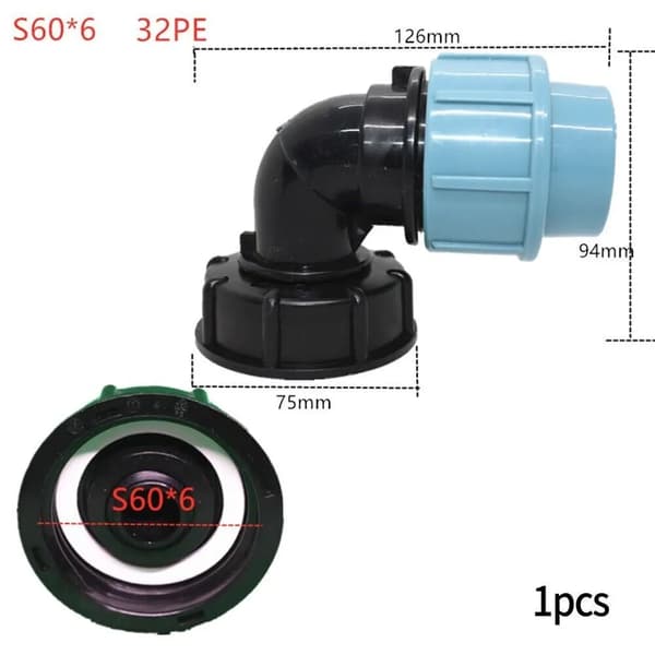 32 mm albueventilforbindelsesadapter til S60X6 IBC-tankfittings